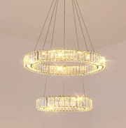 Lustra LED cu telecomanda LLC130/2CH, Cristal si Metal, 62W, 2 Cercuri, Dimabila, Inaltime Reglabila, Lumina Rece/Calda/Neutra, Iluminat Luxos Lustre LED cu Telecomanda Default Title Alessandro Design