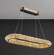 Lustra LED cu Telecomanda, LLC132/900X300GD, Cristal si Metal, 39W, 1 Cerc, Dimabila, Inaltime Reglabila, Lumina Rece/Calda/Neutra, Iluminat Luxos Lustre LED cu Telecomanda Default Title Alessandro Design