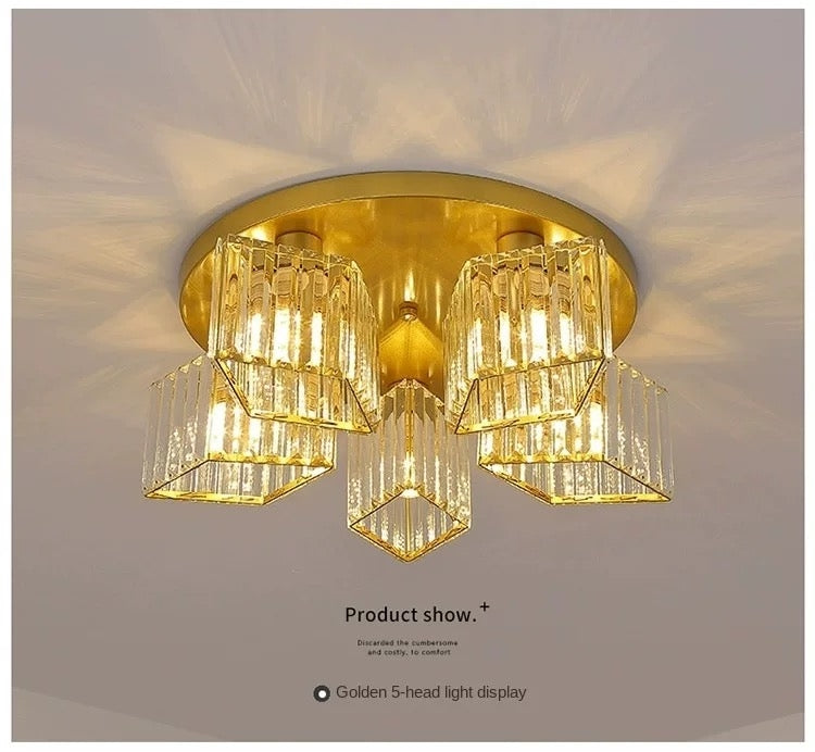 Lustra Clasica Moderna Sasha, LC117/5GD, 5x E27, Metal si Cristal, Auriu, Abajur Lustre Clasice Default Title Alessandro Design