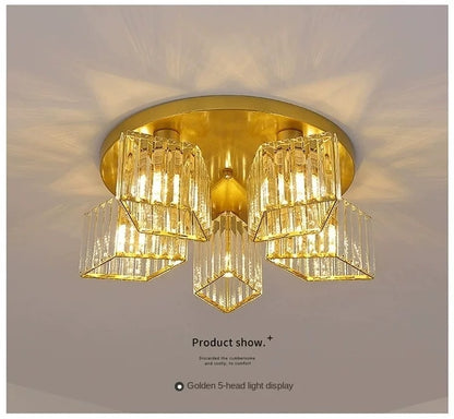 Lustra Clasica Moderna Sasha, LC117/5GD, 5x E27, Metal si Cristal, Auriu, Abajur Lustre Clasice Default Title Alessandro Design