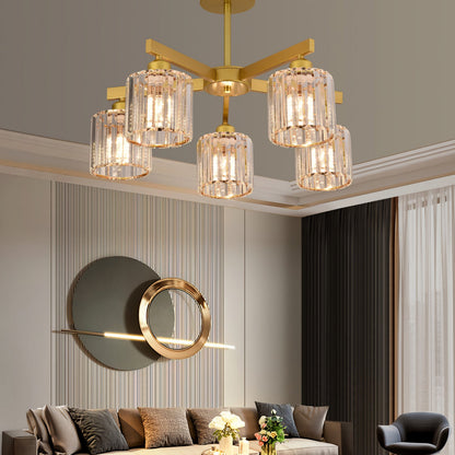 Lustra Clasica Moderna LC110/5GD cu Cristal, 5xE27, Auriu, Metal si Cristal Lustre Clasice Default Title Alessandro Design