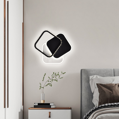 Kristály LED-csillár PRISMIQ 39W, 3 négyzet, hideg/meleg/semleges fény, fekete LED-csillárok Alapértelmezett cím Alessandro Design