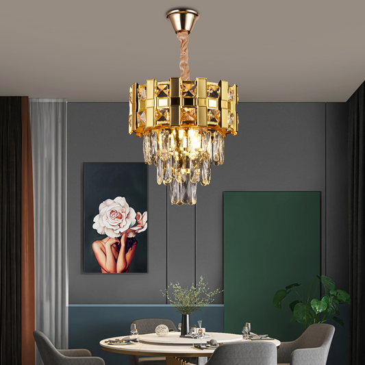 Candelabru Cristal BRAN Petito 3xE14, Diametru 30cm, Auriu Lucios, Inaltime Reglabila Candelabre Cristal Default Title Alessandro Design