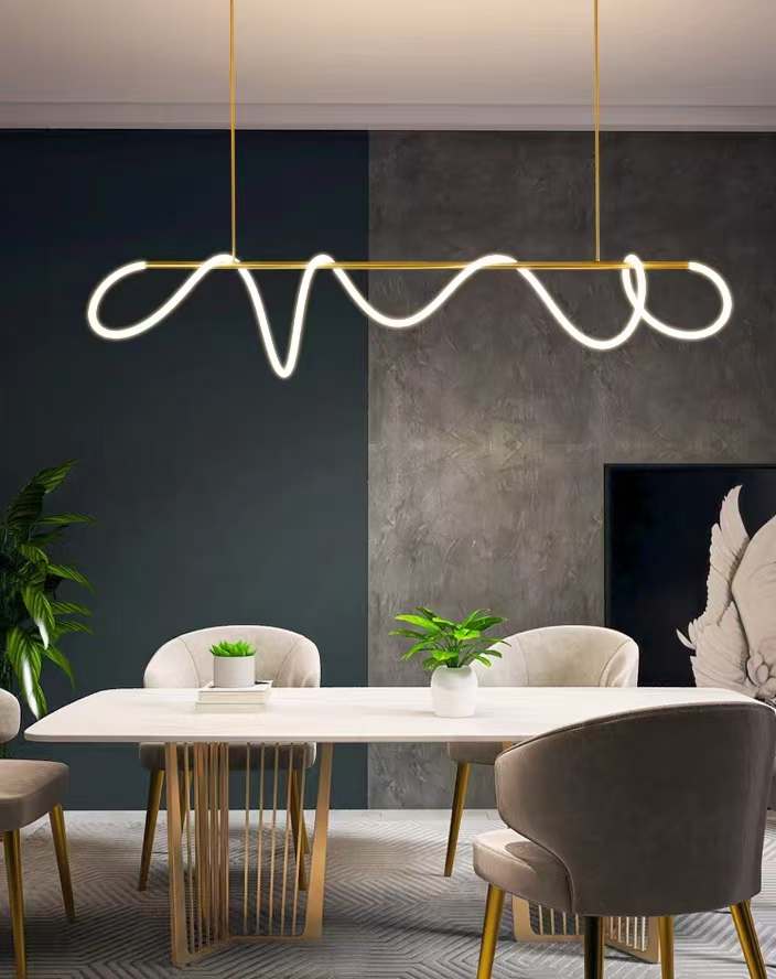 LED-csillár DIVINO Gold 96W rugalmas szilikon csővel, 96W, 150cm - Állítható fény 3000K/4000K/6000K Modern csillárok Alapértelmezett cím Alessandro Design