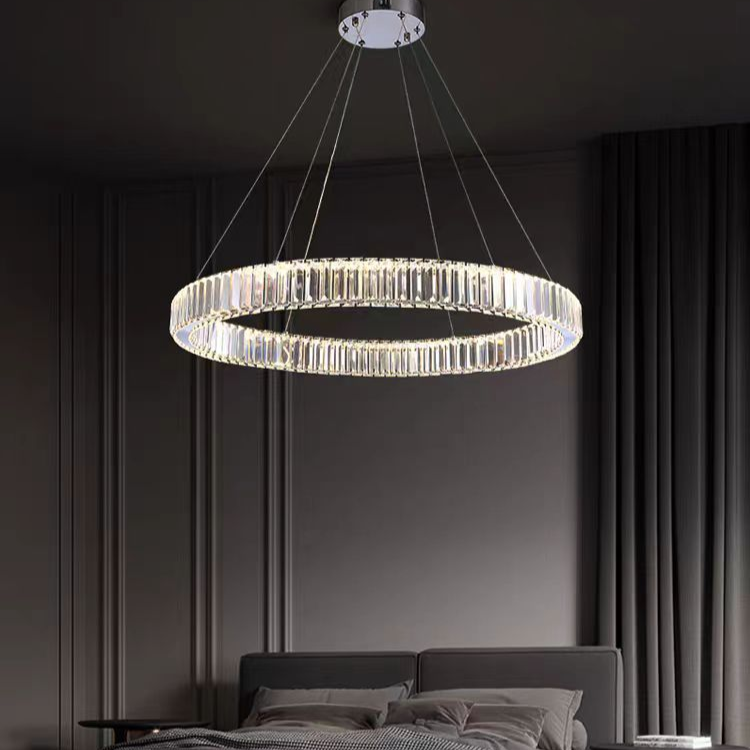 Lustra LED cu telecomanda LLC130/1CH, Cristal si Metal, 31W, 1 Cerc, Dimabila, Inaltime Reglabila, Lumina Rece/Calda/Neutra, Iluminat Luxos Lustre LED cu Telecomanda Default Title Alessandro Design