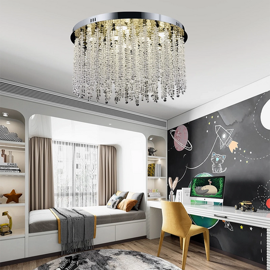 Crystal LED csillár LLC215/400WH kerek, 22W, hideg/meleg/semleges fény, kristály, arany