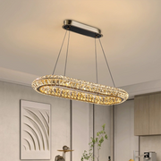 Lustra LED cu Telecomanda, LLC132/900X300GD, Cristal si Metal, 39W, 1 Cerc, Dimabila, Inaltime Reglabila, Lumina Rece/Calda/Neutra, Iluminat Luxos Lustre LED cu Telecomanda Default Title Alessandro Design