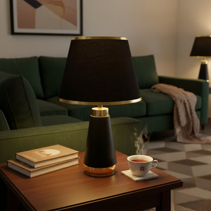 Veioza VZ210BK, 1x E27, fém és textil, fekete és arany