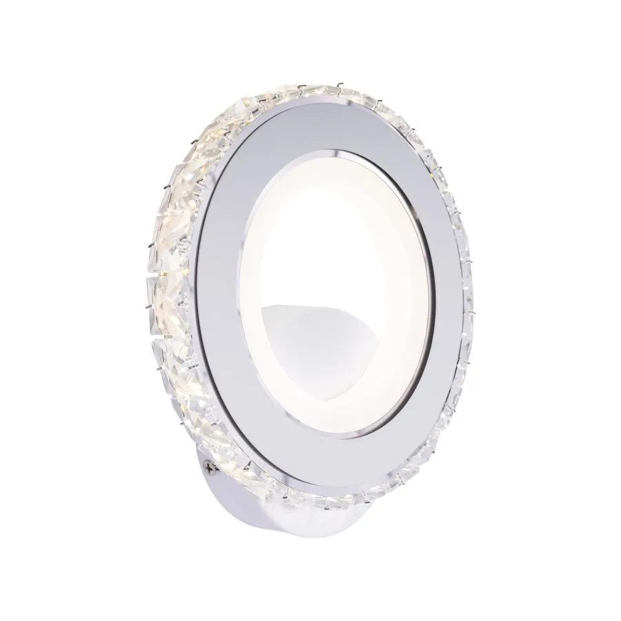 Borandis LED fali lámpa 16 W, fehér, krómozott, akril és kristály, hideg/meleg/semleges fény Beltéri fali lámpák Alapértelmezett cím Alessandro Design