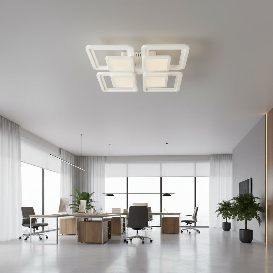 LED-es csillár távirányítóval SUSAN 96W, 4 négyzet, hideg/meleg/semleges fény, szabályozható, fehér LED-es csillár távirányítóval Alapértelmezett cím Alessandro Design