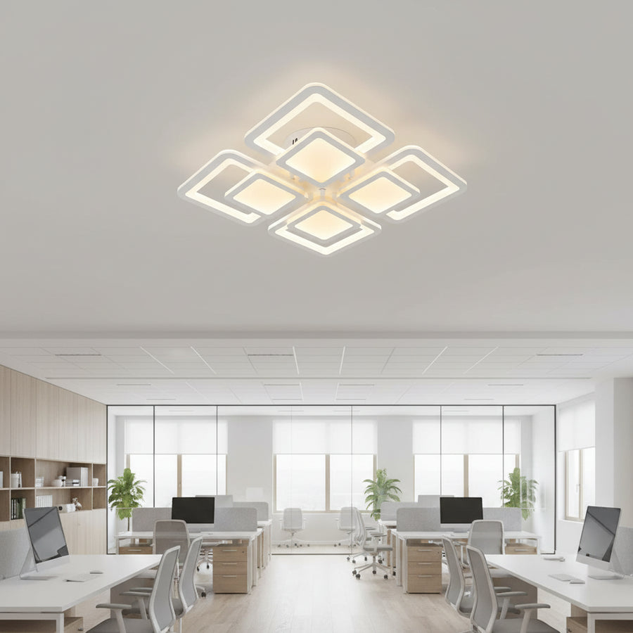 LED-es csillár távirányítóval SUSAN 96W, 4 négyzet, hideg/meleg/semleges fény, szabályozható, fehér LED-es csillár távirányítóval Alapértelmezett cím Alessandro Design