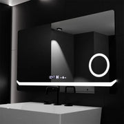 Négyszögletű LED-es tükör, 80x60 cm, Definition MotionGlow Marcello, páramentesítő rendszer, óra és hőmérő, kozmetikai nagyító, szabályozható tükrök Marcello alapértelmezett cím Alessandro Design