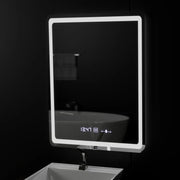 Négyszögletű LED-es tükör, 60x80 cm, Wizz MotionGlow Marcello érzékelő, páramentesítő rendszer, óra és hőmérő, Dimabila tükrök Marcello alapértelmezett cím Alessandro Design