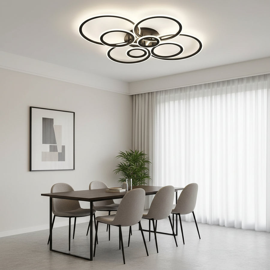 LED csillár távirányítóval BETTY 127W, 8 kör, hideg/meleg/semleges fény, szabályozható, fekete LED csillárok távirányítóval Alapértelmezett cím Alessandro Design