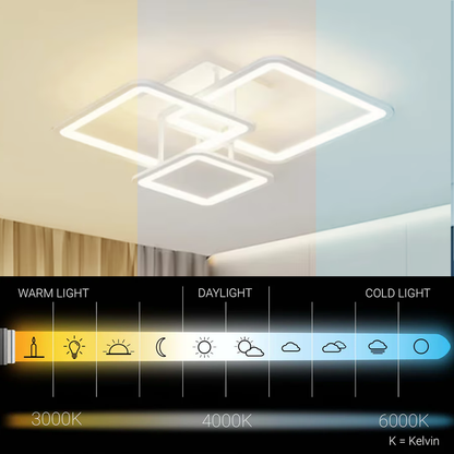 Lustra LED cu telecomanda ZOE, 60W, 3 Patrate, lumina Rece/Calda/Neutra, Dimabila, Alb Lustre LED cu Telecomanda Default Title Alessandro Design