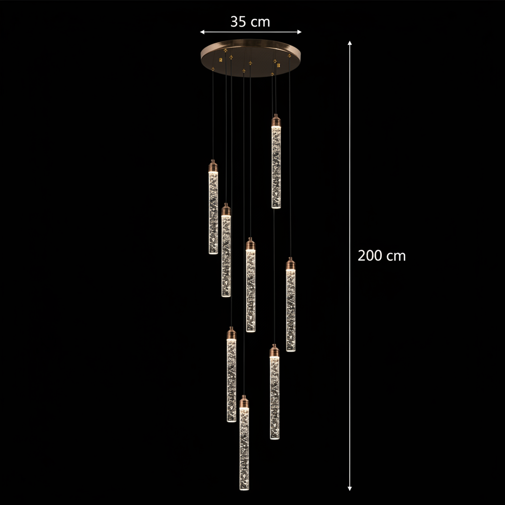 Candelabru Cristal LED 21W, VERTILUX Supremo, Lumina Calda/Neutra/Rece, Diametru 35cm Auriu Candelabre Cristal Default Title Alessandro Design