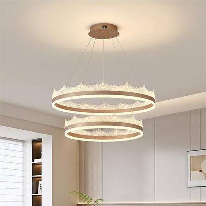 Lustra LED suspendata cu telecomanda NIVALIS 126W, Cercuri 60x80cm, lumina Rece/Calda/Neutra, Dimabila,Inaltime Reglabila, Auriu Lustre LED cu Telecomanda Default Title Alessandro Design