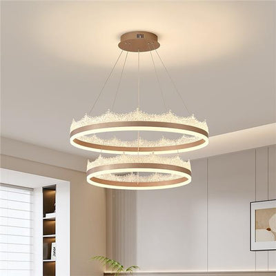 Függesztett LED-es csillár távirányítóval NIVALIS 126W, Körök 60x80cm, Hideg/Meleg/Semleges fény, Szabályozható, Állítható magasságú, Arany