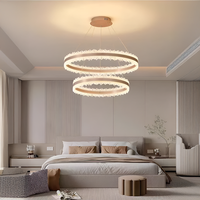 Függesztett LED-csillár távirányítóval NIVALIS Duo 127W, Körök 60x80cm, Hideg/Meleg/Semleges fény, Szabályozható, Állítható magasságú, Arany
