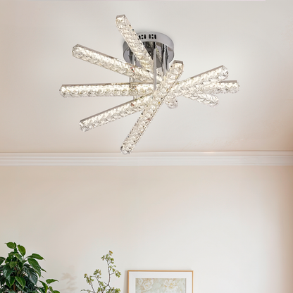 LED csillár távirányítóval LUELLA 79W 5 elemes, Lineáris, Hideg/Meleg/Semleges fény, Szabályozható, Ezüst kristály LED csillár Alapértelmezett cím Alessandro Design