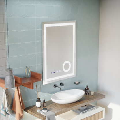 LED érintőtükör NIVERA páramentesítő rendszer, óra és hőmérséklet 60x80 cm kozmetikai nagyító tükrök Korman S alapértelmezett cím Alessandro Design