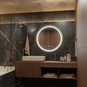 LED kerek tükör, 60 cm, Celeste Royale Gold MotionGlow Marcello, páramentesítő rendszer, óra és hőmérő, szabályozható