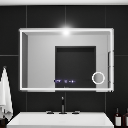Oglinda LED Rectangulara, 90x60cm, Velour MotionGlow Marcello, Sistem Dezaburire, Ceas & Termometru, Lupa Cosmetica, Dimabila Oglinzi Marcello Default Title Alessandro Design