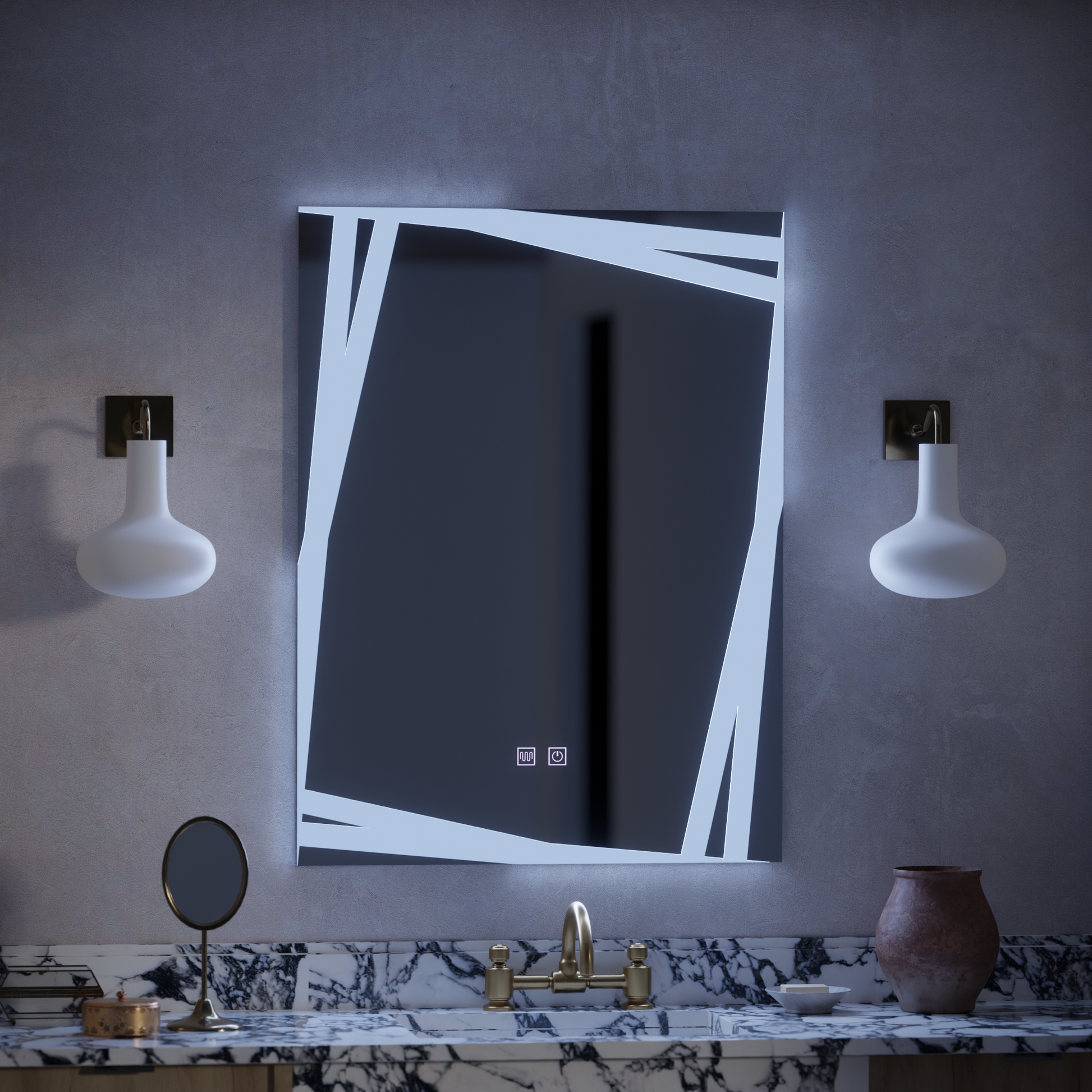 Mirror LED Touch Infinitum Demist System 60x80cm Tükrök Korman E Alapértelmezett cím Alessandro Design