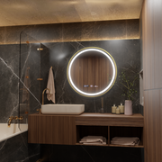 LED-es kerek tükör, 80 cm, Celeste Royale Gold MotionGlow Marcello, páramentesítő rendszer, óra és hőmérő, szabályozható tükrök Marcello alapértelmezett cím Alessandro Design