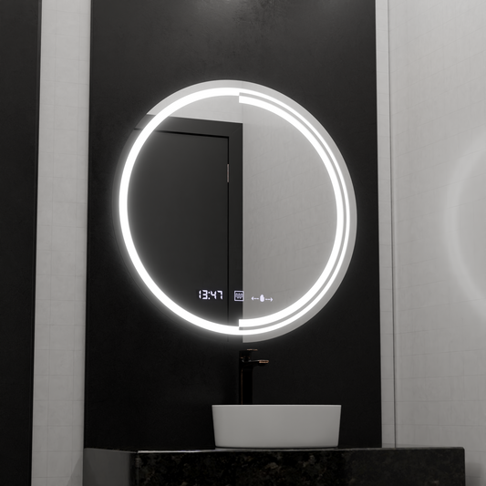 LED kerek tükör, 60 cm, MotionGlow Sensor Consuel Marcello, páramentesítő rendszer, óra és hőmérő, szabályozható tükrök Marcello alapértelmezett cím Alessandro Design