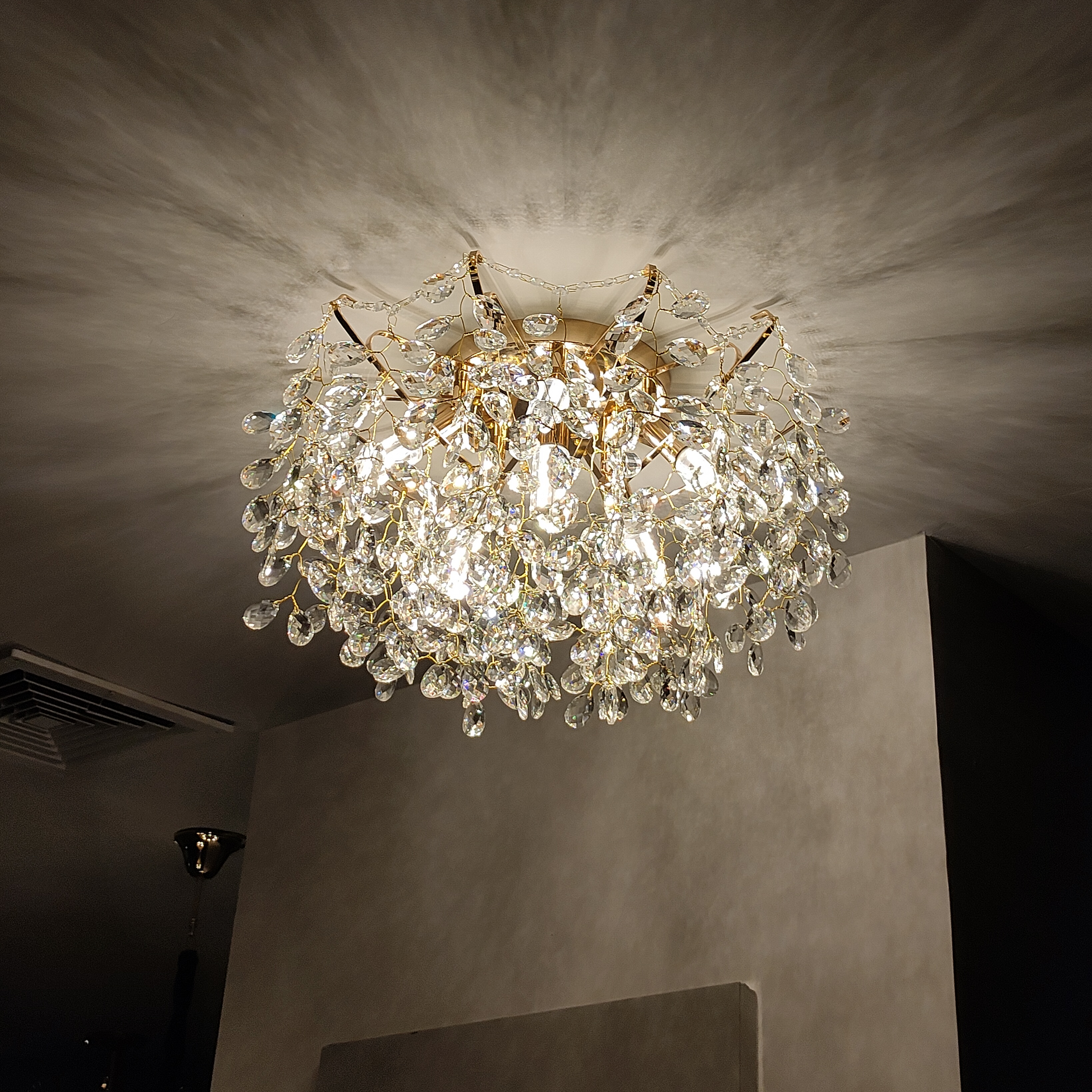 Candelabru Cristal GLOWRIA Eleganza, 6x E14, Diametru 50cm, Auriu Candelabre Cristal Default Title Alessandro Design