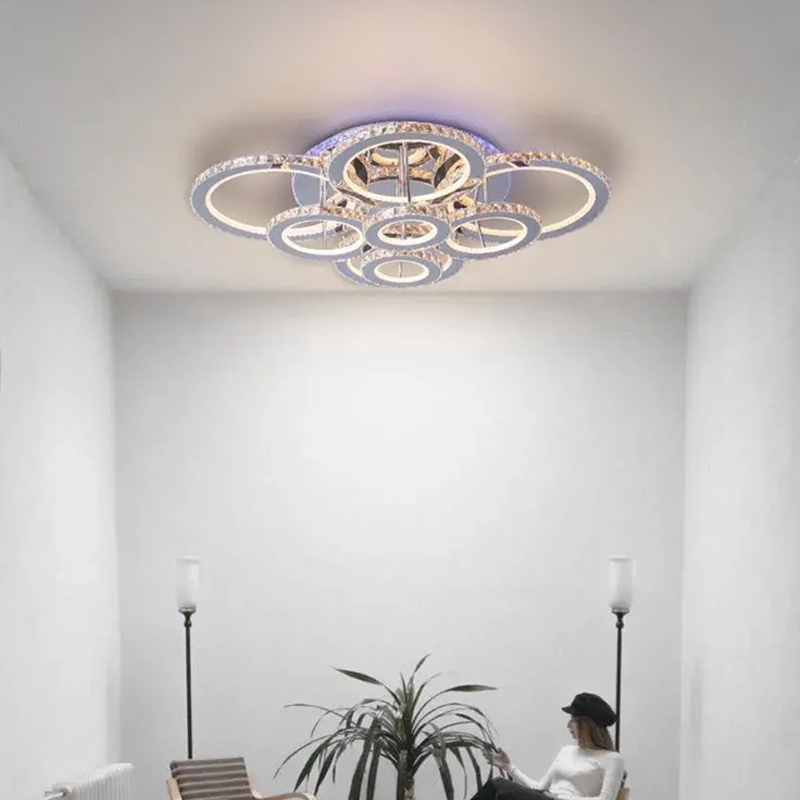 LED csillár távirányítóval és kristály LIA RGB 182W, 8 kör, hideg/meleg/semleges fény, szabályozható, fényes fehér króm kristály LED csillárok alapértelmezett cím Alessandro Design