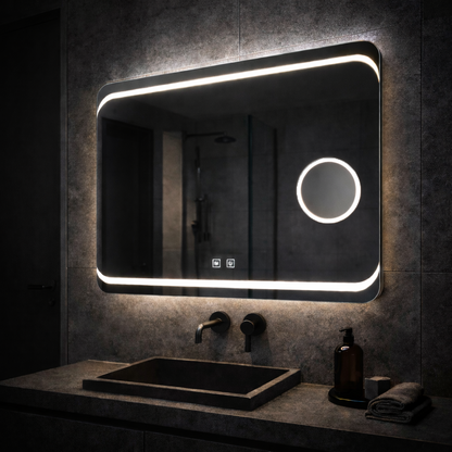 Téglalap alakú LED tükör, 80x60 cm, Stella Touch, Páramentesítő rendszer Tükrök Korman E Alapértelmezett cím Alessandro Design
