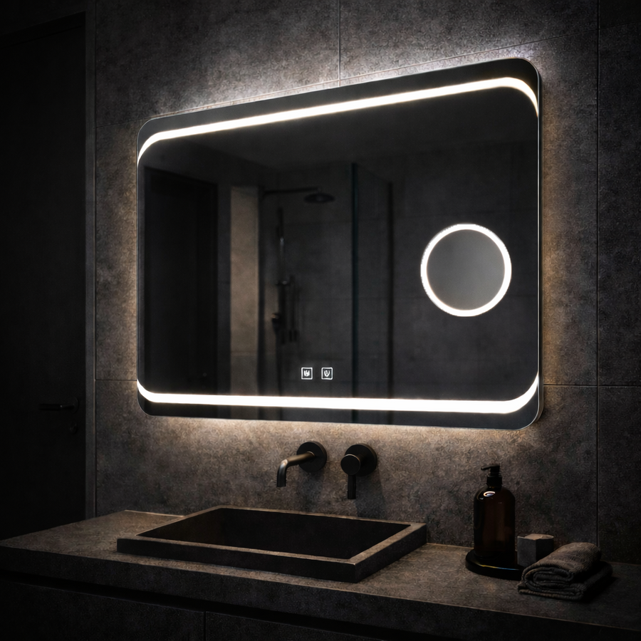 Téglalap alakú LED tükör, 80x60 cm, Stella Touch, Páramentesítő rendszer Tükrök Korman E Alapértelmezett cím Alessandro Design