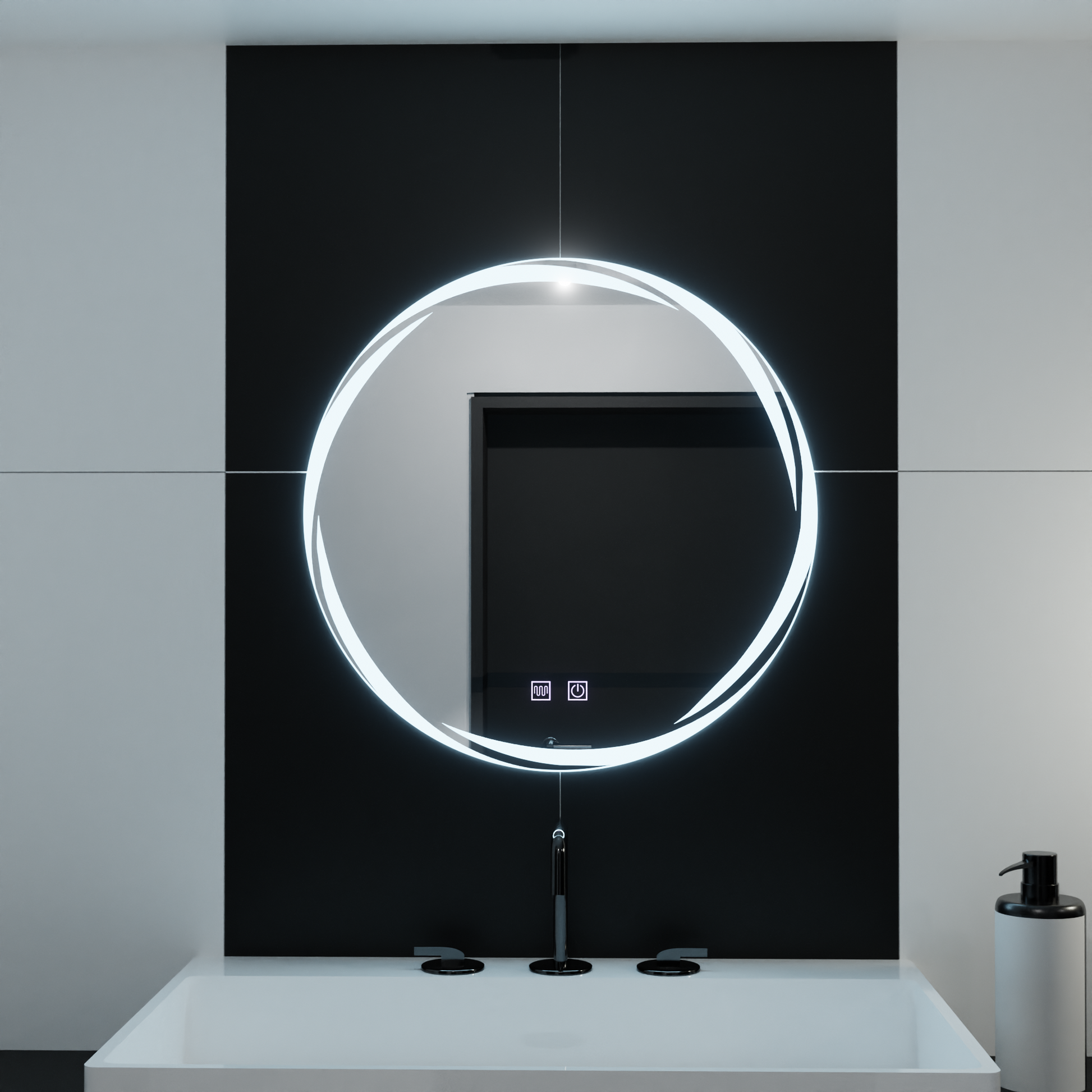 LED kerek tükör 60 cm, Spirallus Touch, páramentesítő rendszer, szabályozható tükrök Korman E alapértelmezett cím Alessandro Design