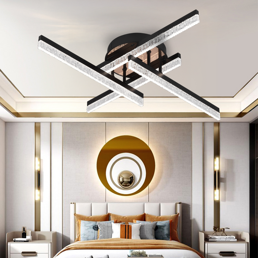 Lustra LED cu Telecomanda LT179/4BK, 34W, 4 Elemente, Lumina Rece/Clada/Neutra, Dimabila, Negru Lustre LED cu Telecomanda Default Title Alessandro Design