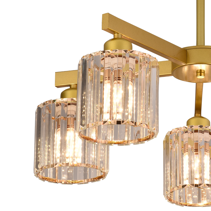 Lustra Clasica Moderna LC110/5GD cu Cristal, 5xE27, Auriu, Metal si Cristal Lustre Clasice Default Title Alessandro Design