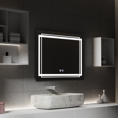 Négyszögletű LED-es tükör, 80x60cm, KOVEN Touch, Páramentesítő rendszer, Szabályozható