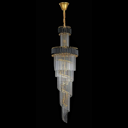Candelabru Cristal CC900/600X1800, 27xE14, Diametru 60cm, Inaltime 180cm, Auriu Lucios si Negru, Inaltime Reglabila, Design Elegant Candelabre Cristal Default Title Alessandro Design