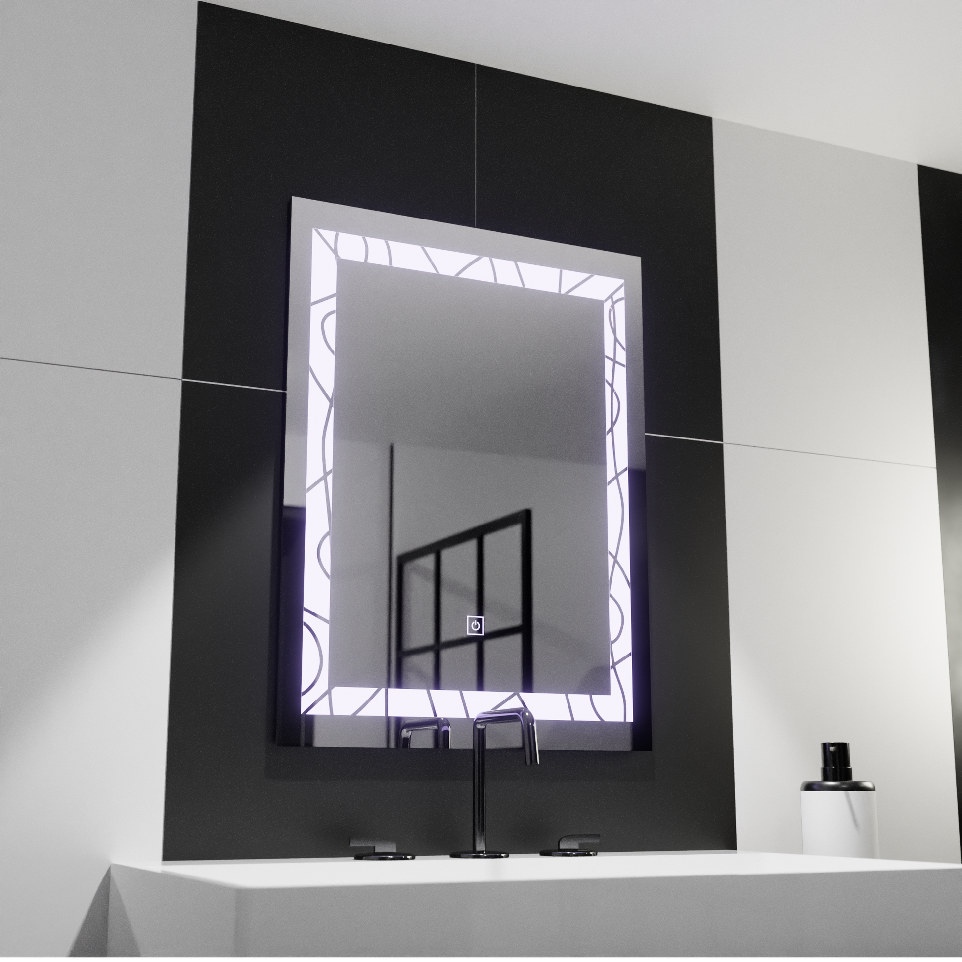 Téglalap alakú LED tükör, 60x80 cm, Deco Frame Basic Touch Mirrors Korman C Alapértelmezett cím Alessandro Design