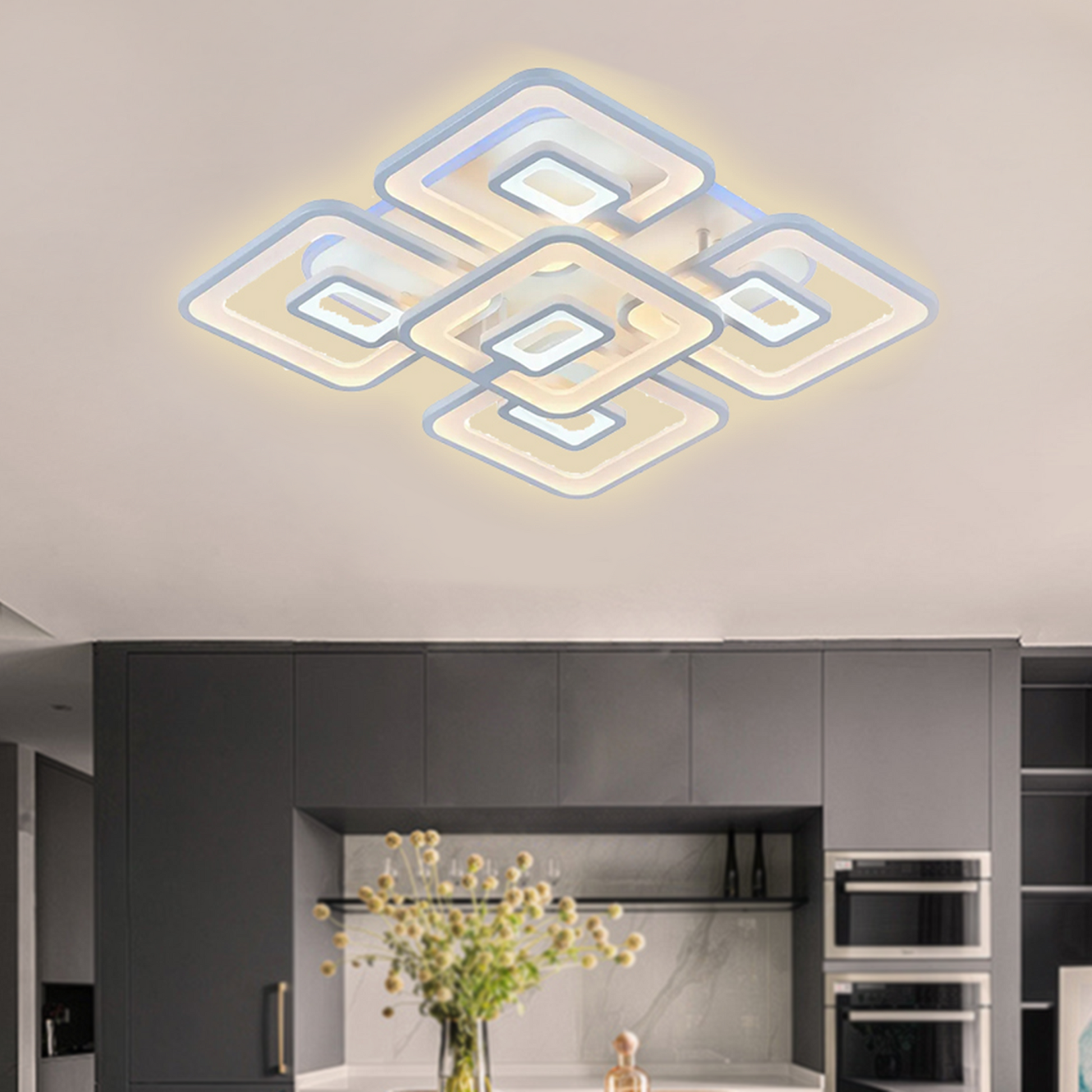 LED-es csillár távirányítóval FELIX 119W, 5 négyzet, hideg/meleg/semleges fény, szabályozható, fehér LED-es csillár távirányítóval Alapértelmezett cím Alessandro Design