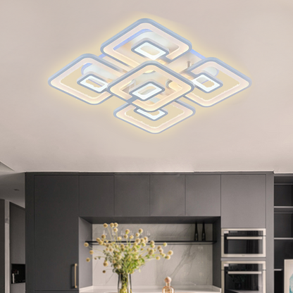 LED-es csillár távirányítóval FELIX 119W, 5 négyzet, hideg/meleg/semleges fény, szabályozható, fehér LED-es csillár távirányítóval Alapértelmezett cím Alessandro Design