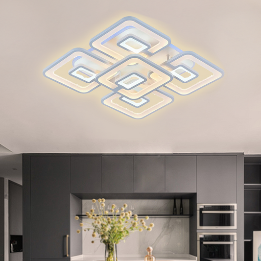 LED-es csillár távirányítóval FELIX 119W, 5 négyzet, hideg/meleg/semleges fény, szabályozható, fehér LED-es csillár távirányítóval Alapértelmezett cím Alessandro Design