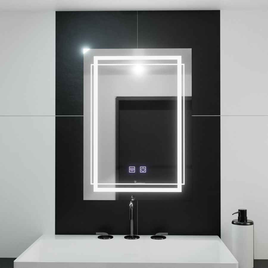 Négyszögletű LED-es tükör, 60x80cm, KOVEN Touch, páramentesítő rendszer, szabályozható tükrök Korman E alapértelmezett cím Alessandro Design