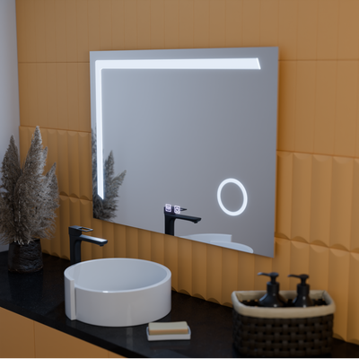 Négyszögletű LED tükör, 80x60cm, Linea Touch, páramentesítő rendszer, szabályozható
