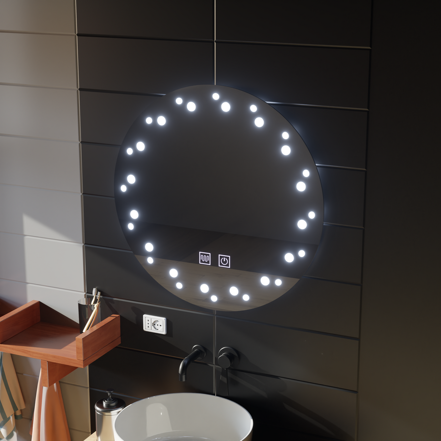 Mirror LED Touch Ivory Demist System 50X50cm Tükrök Korman E Alapértelmezett cím Alessandro Design