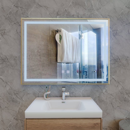 RAYNA Touch LED tükör, 80x60 cm, Páramentesítő funkció, Polírozott arany keretű Tükrök Korman E Alapértelmezett cím Alessandro Design