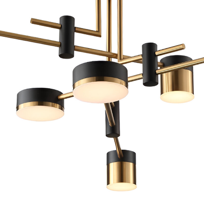 Lustra LED Moderna Ionitus 72W Negru si Auriu, Brate, Lumina Calda/Neutra/Rece 3000K/4000K/6000K, Metal si Acril Lustre LED cu Telecomanda Default Title Alessandro Design