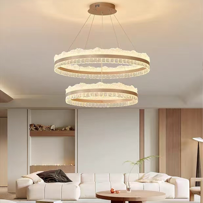 Lustra LED suspendata cu telecomanda NIVALIS, 126W, lumina Rece/Calda/Neutra, Dimabila,Inaltime Reglabila, Auriu Lustre LED cu Telecomanda Default Title Alessandro Design