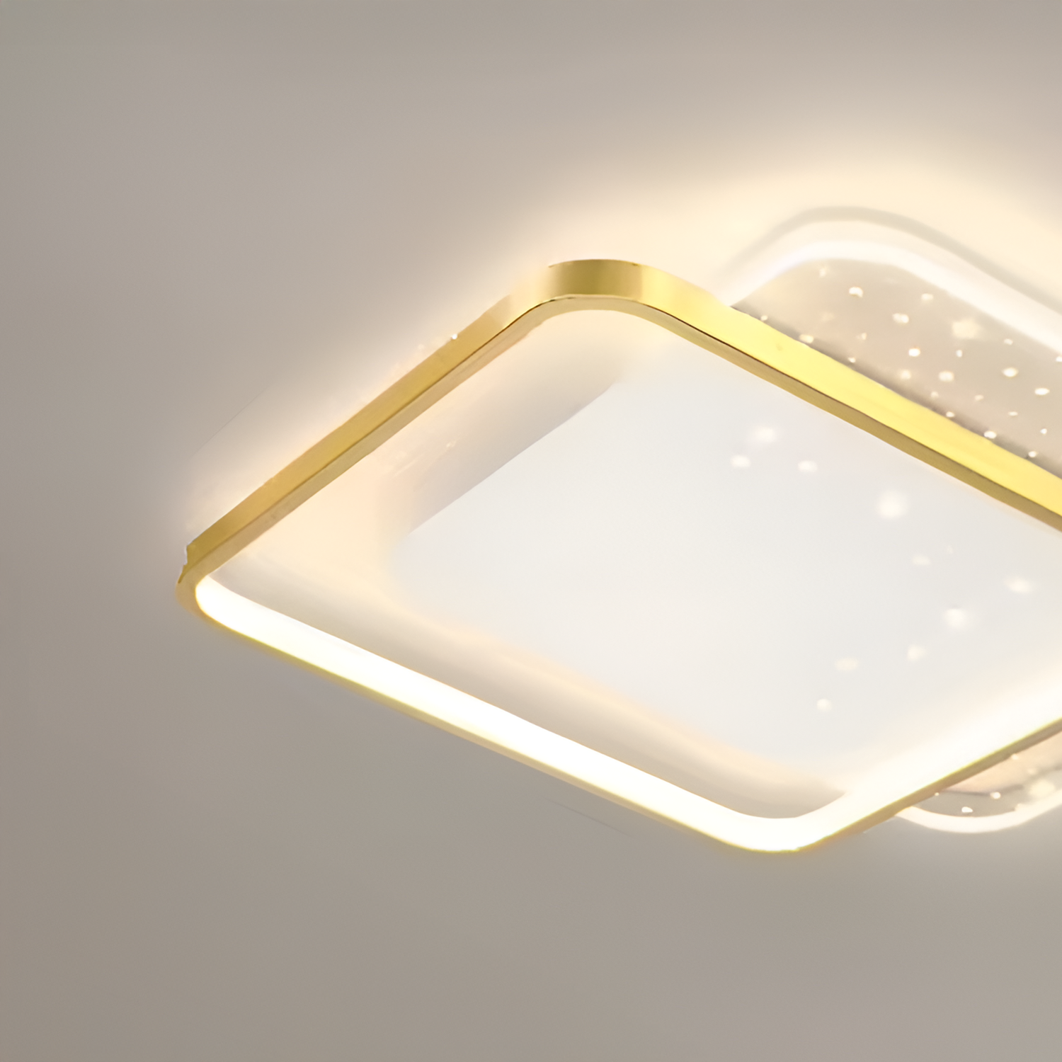 Lustra LED cu telecomanda GILDRA 48W, 2 Patrate, lumina Rece/Calda/Neutra, Dimabila, Auriu Lustre LED cu Telecomanda Default Title Alessandro Design